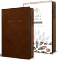 Biblia RVR1960 letra grande. Simil piel canela, cremallera, tamaño manual