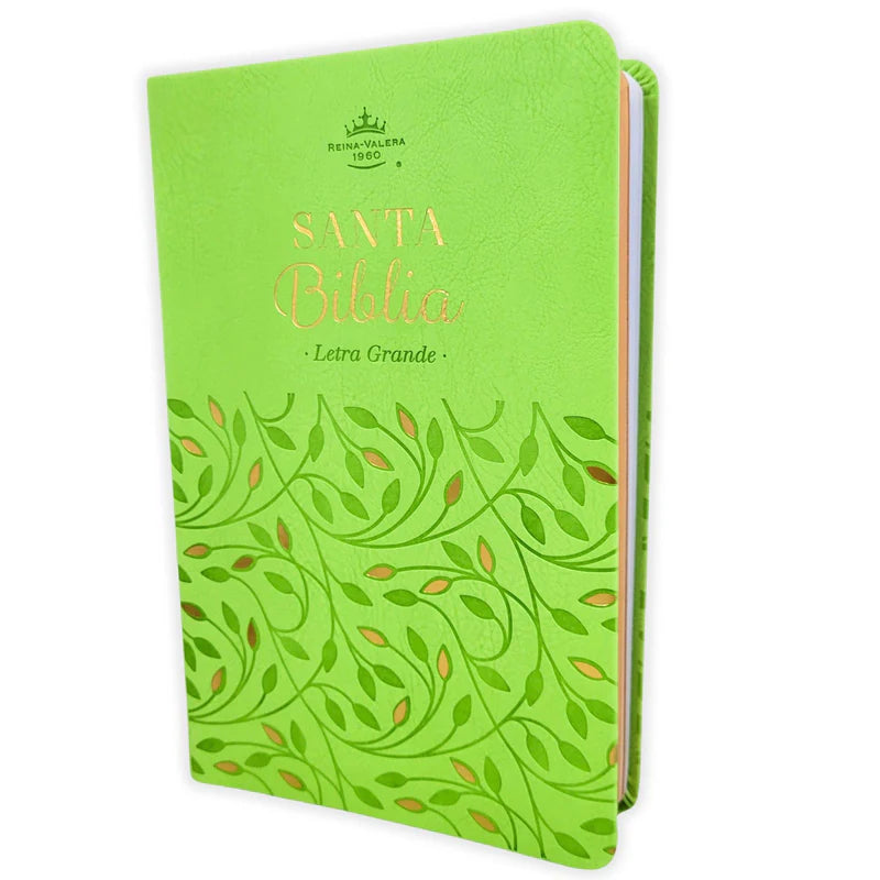 Biblia RVR 1960, Tamaño Manual, Letra Grande, imitación piel verde olivo