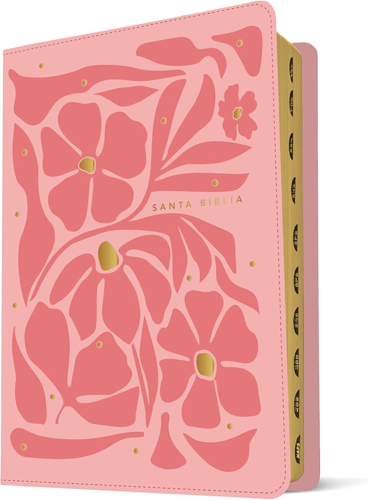 Biblia NTV con Filament, Ultrafina, con índice, Letra Grande, SentiPiel rosa flores