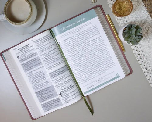 Biblia de Promesas Devocional Virtuosa RVR 1960, Virtuosa, Letra Gigante, piel especial rosa Tulipán