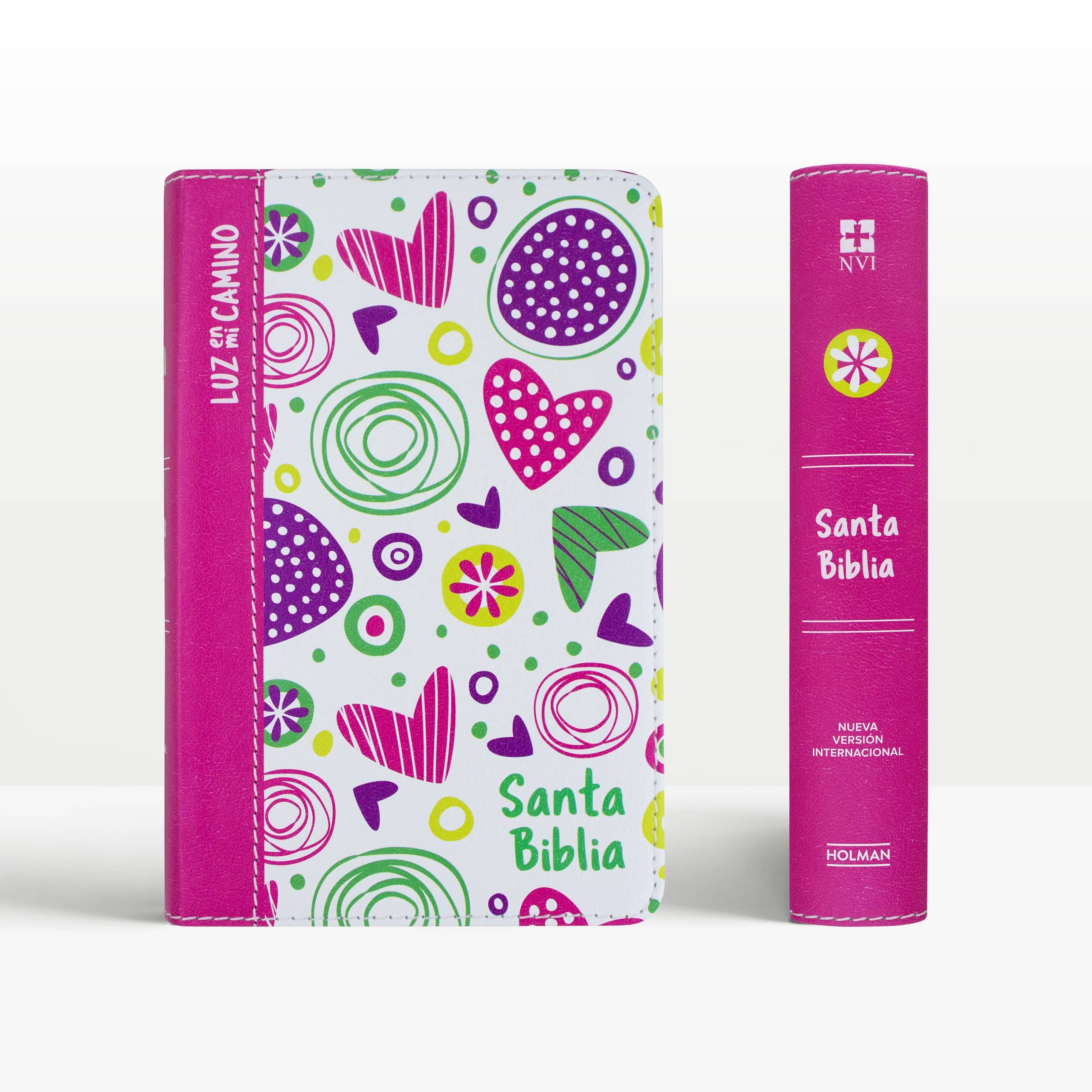 NVI Biblia Luz en mi camino corazones, multicolor simil piel