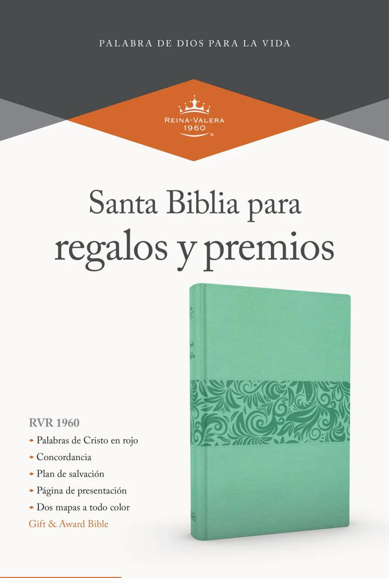 Biblia RVR1960 para Regalos y Premios. Simil piel, azul turquesa