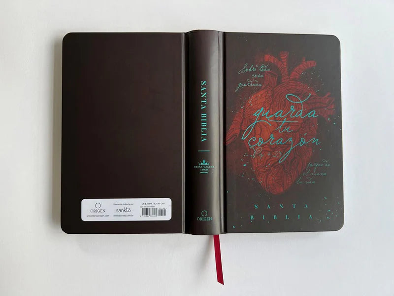 Biblia RVR 1960, Letra Grande, Tamaño Manual, tapa dura  guarda tu corazón - marrón