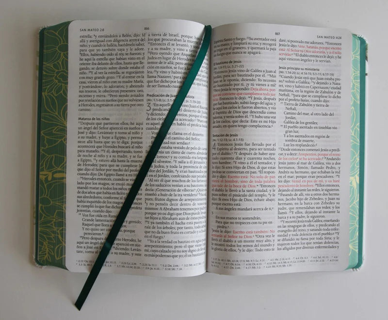 Biblia RVR 1960, Letra Grande, Tamaño Manual, tapa dura blanca flores
