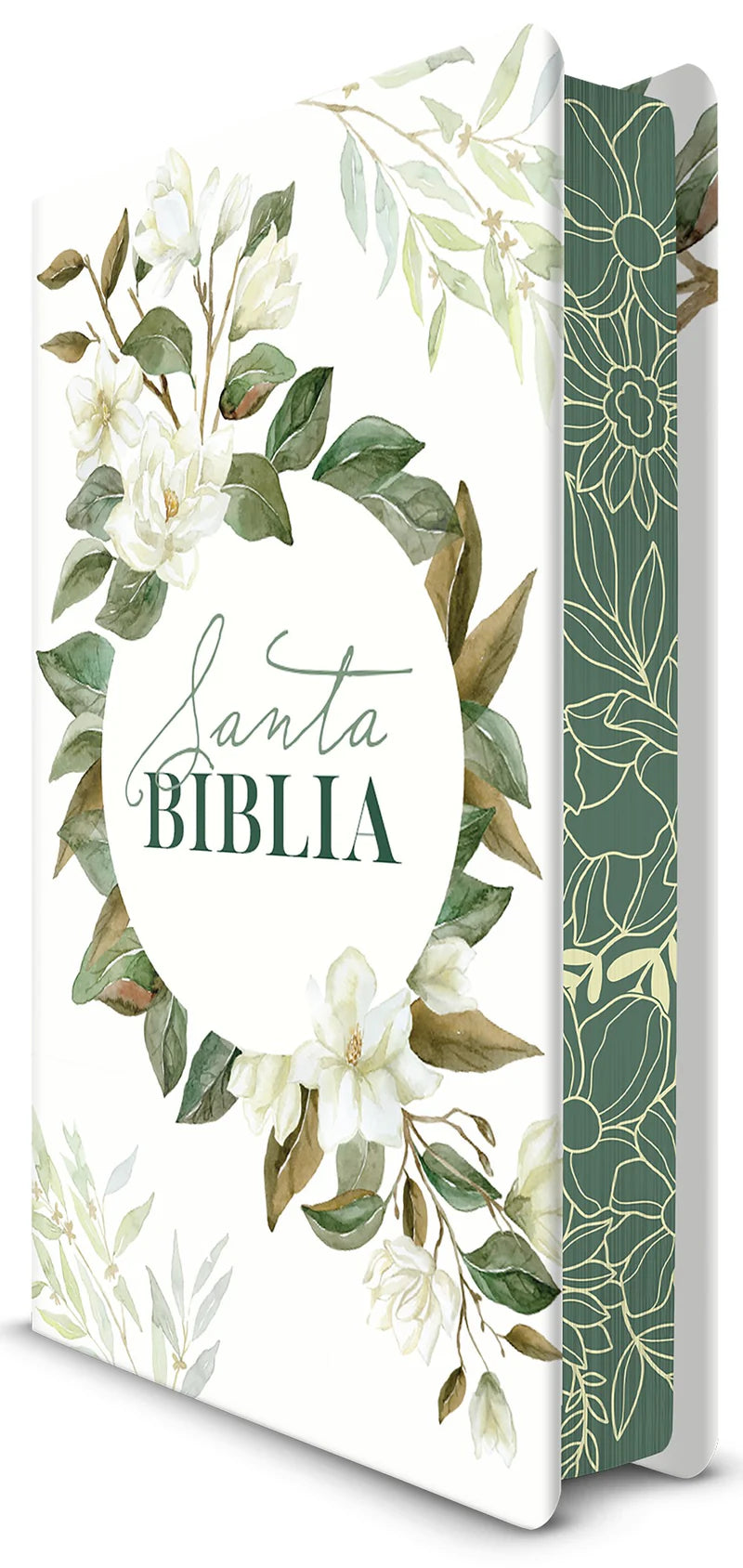 Biblia RVR 1960, Letra Grande, Tamaño Manual, tapa dura blanca flores