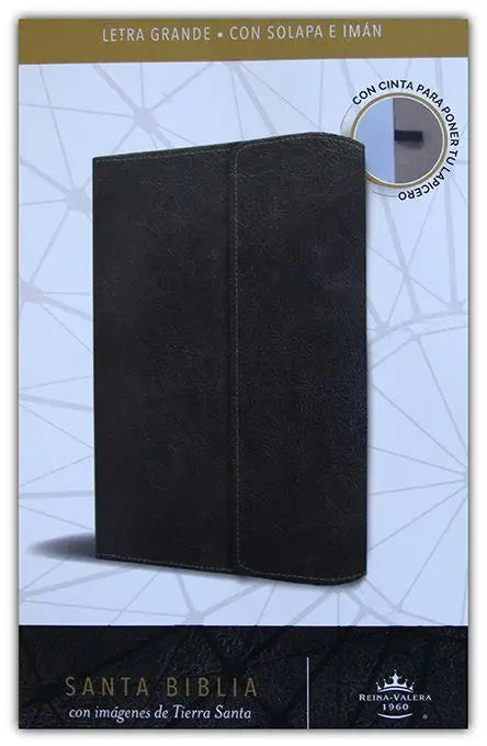 Biblia RVR1960 tamaño manual, simil piel con solapa e iman