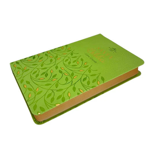 Biblia RVR 1960, Tamaño Manual, Letra Grande, imitación piel verde olivo